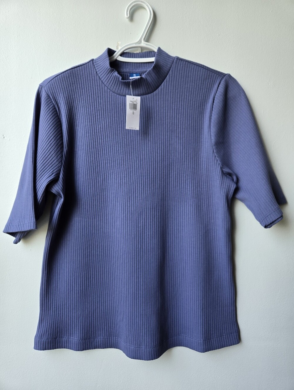 Ribbed XL Short-Sleeve Lavender Mock Neck Top Old Navy Capsule Basic Coastal